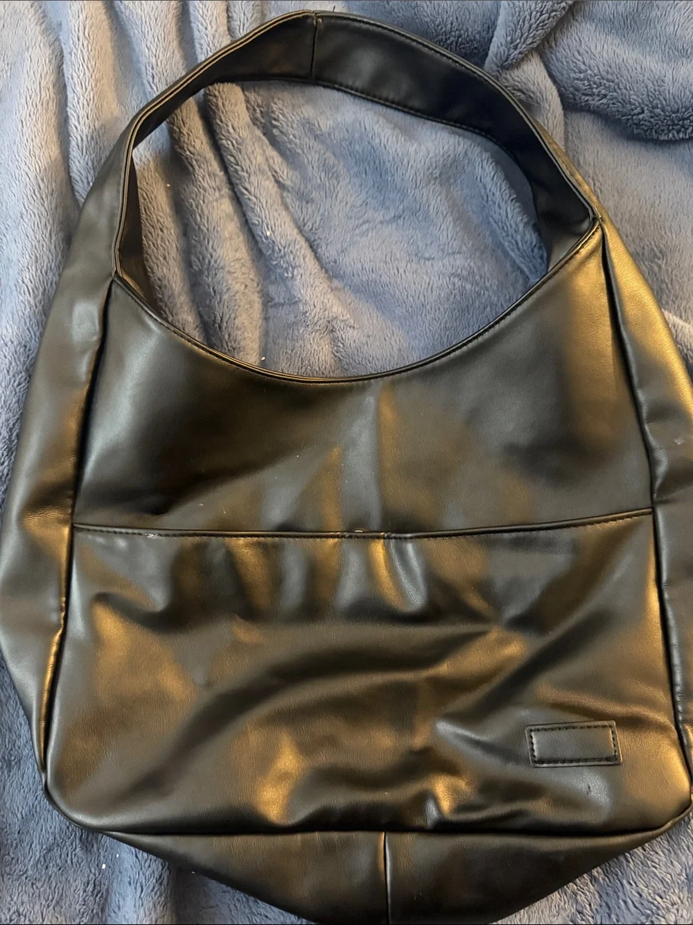 Classic Black Faux Leather Hobo Shoulder Bag